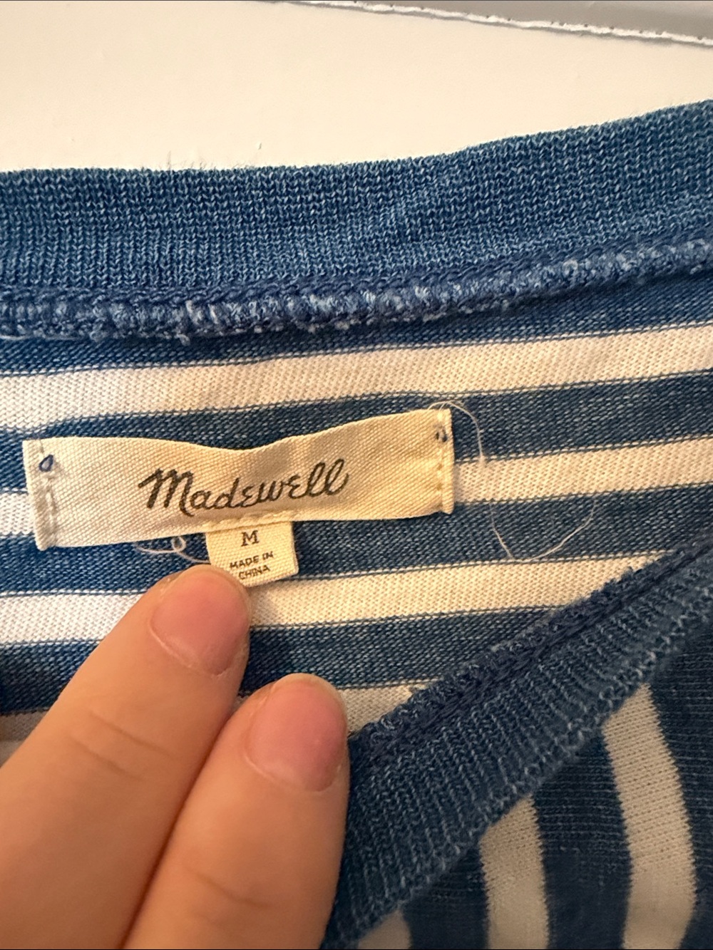 Madewell Blue & White Striped Long-Sleeve Tee 100% Cotton - Picture 2 of 3
